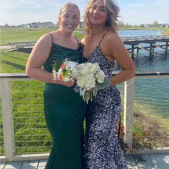 Ellie Wilde Black Sparkle Prom Dress - Picture 2 of 5